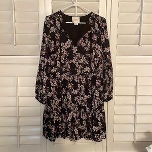 Black floral tie neck drop waist dress by Erin for Erin Fetherston